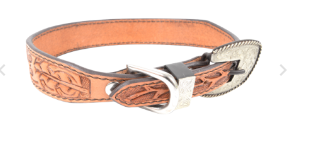 Leather Dog Collar with Acorn Leaf Tooling